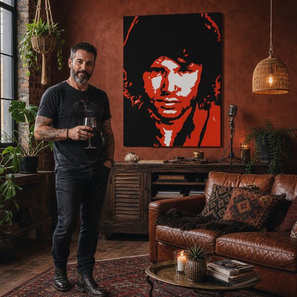 Ručně malovaný obraz POP Art Jim Morrison 1 kus jm2 - 50x50 cm