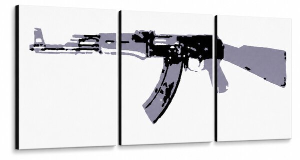 Ručně malovaný obraz POP Art Kalašnikov 3 díly ka1 - 120x40 cm