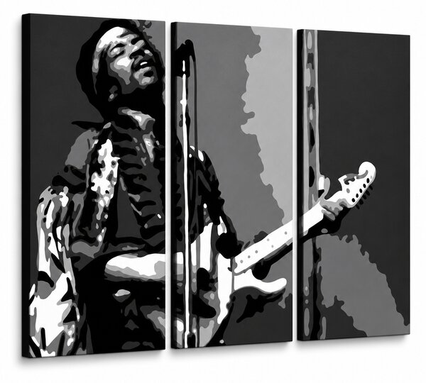 Ručně malovaný obraz POP Art Jimmy Hendrix 3 dílný jh - 60x40 cm
