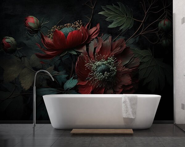 Fototapeta Tmavé květy v náladovém prostředí, 3D květinové fototapety, Populární fototapety, u75403 - Tapeko.co.cz