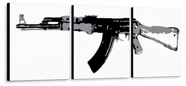 Ručně malovaný obraz POP Art Kalašnikov 3dílný ka - 120x40 cm