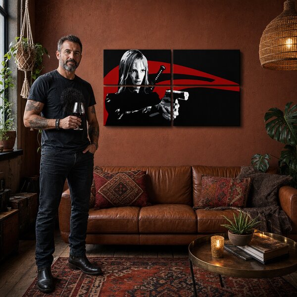 Ručně malovaný obraz POP Art Kill Bill 4 díly kb - 120x60 cm