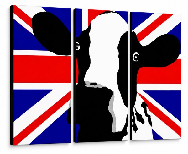 Ručně malovaný obraz POP Art Kráva 3 dílná cow2 - 60x40 cm