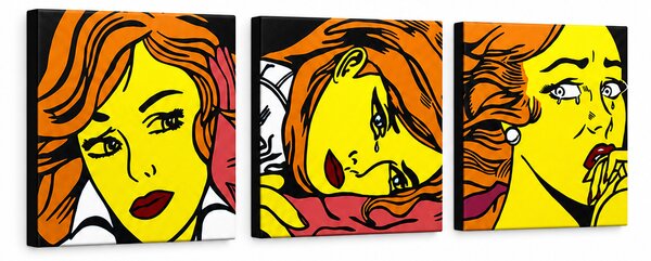 Ručně malovaný obraz POP Art LICHTENSTEIN 3 díly li7 - 120x40 cm