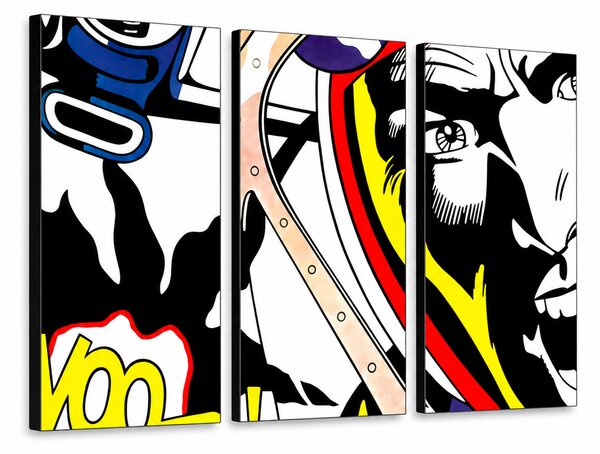 Ručně malovaný obraz POP Art LICHTENSTEIN 3 dílná li - 60x40 cm