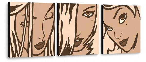 Ručně malovaný obraz POP Art LICHTENSTEIN 3 díly li2 - 120x40 cm