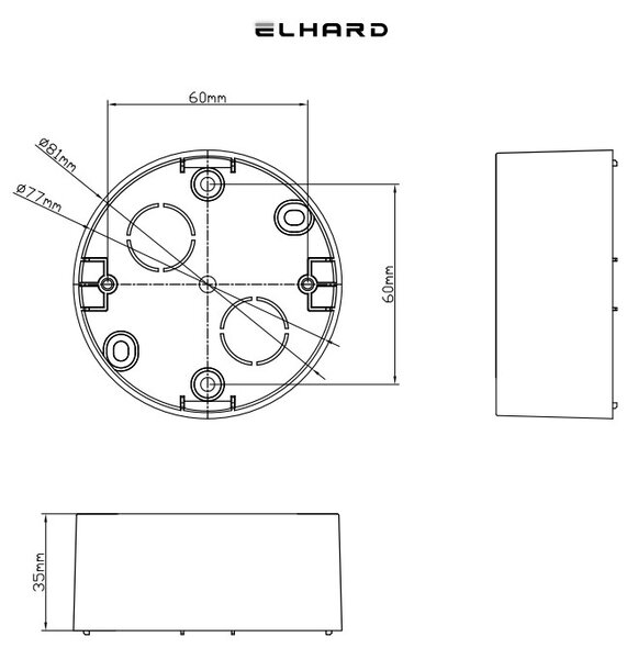 Elhard Nástěnná krabice Retro Klasik jednoduchá, černá KL3061B