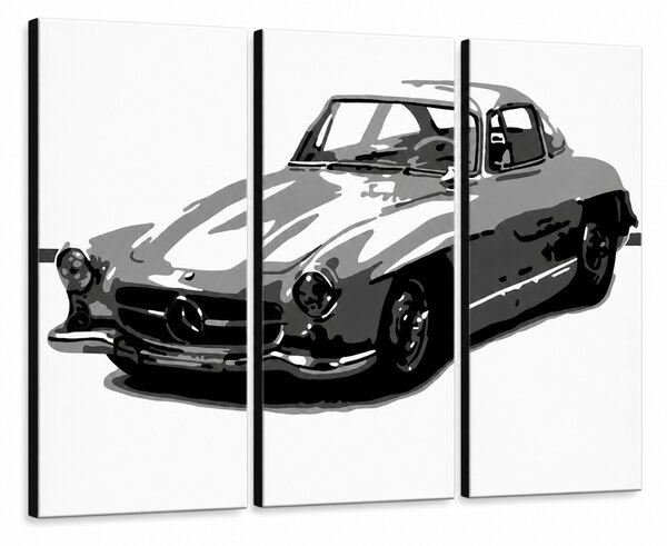 Ručně malovaný obraz POP Art MERCEDES SL300 3 dílný - 60x40 cm