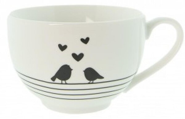 Clayre & Eef Porcelánový šálek s podšálkem Love Birds