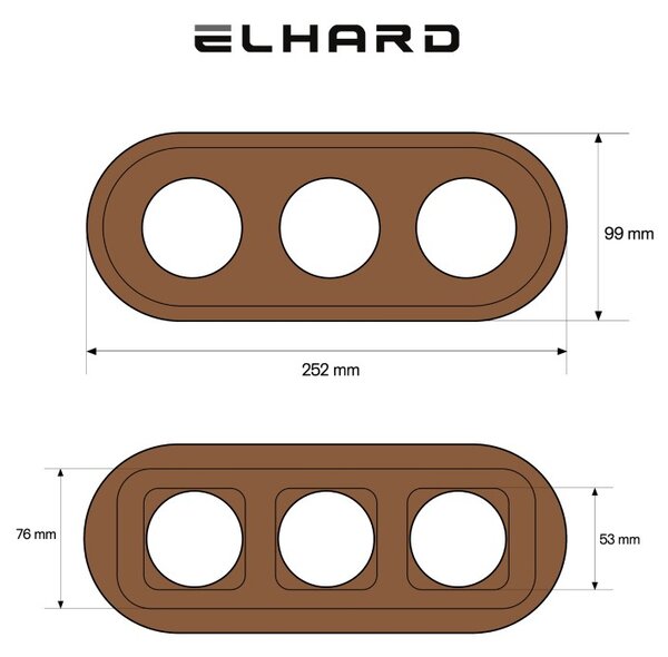 Elhard Kulatý dřevěný trojrámeček, tmavé dřevo KV3003D