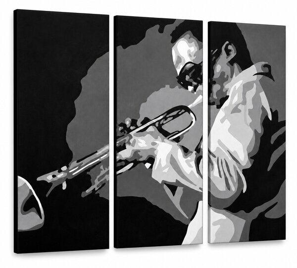 Ručně malovaný obraz POP Art Miles Davis 3 díly md - 60x40 cm