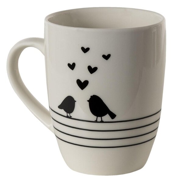 Clayre & Eef Porcelánový hrnek s ptáčky Love Birds