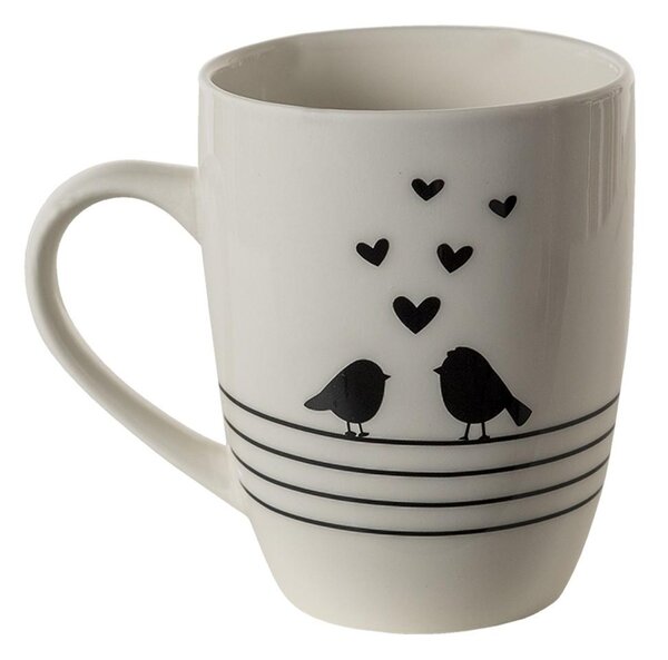 Clayre & Eef Porcelánový hrnek s ptáčky Love Birds