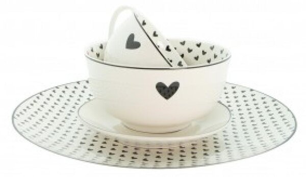 Clayre & Eef Porcelánová miska se srdíčkem Love Birds