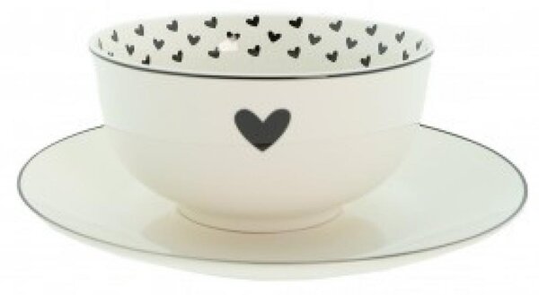 Clayre & Eef Porcelánová miska se srdíčkem Love Birds