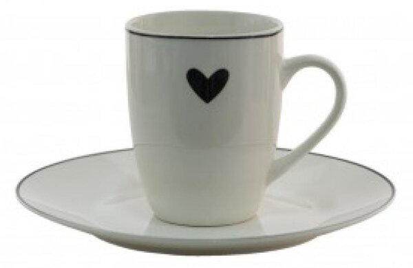Clayre & Eef Porcelánový hrnek se srdíčkem Love Birds