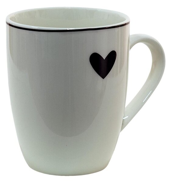 Clayre & Eef Porcelánový hrnek se srdíčkem Love Birds