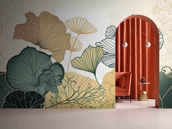Fototapeta Botanická elegance v jemných barvách, Fototapety s listy, Populární fototapety, u75442 - Tapeko.co.cz