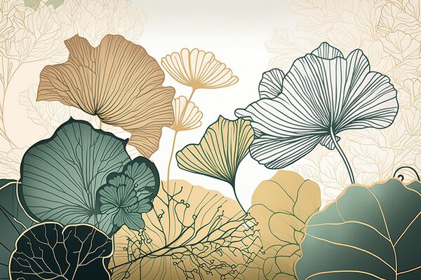 Fototapeta Botanická elegance v jemných barvách, Fototapety s listy, Populární fototapety, u75442 - Tapeko.co.cz