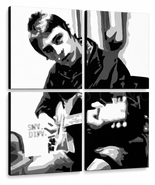 Ručně malovaný obraz POP Art Paul Weller 4dílná sada - 60x60 cm