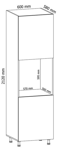 ASPEN gr | vysoká skříňka D60P pro vestavnou troubu | 60 cm | LEVÁ | šedá lesk