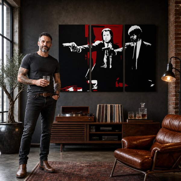 Ručně malovaný obraz POP Art Pulp Fiction 3 dílná pulp5 - 60x40 cm