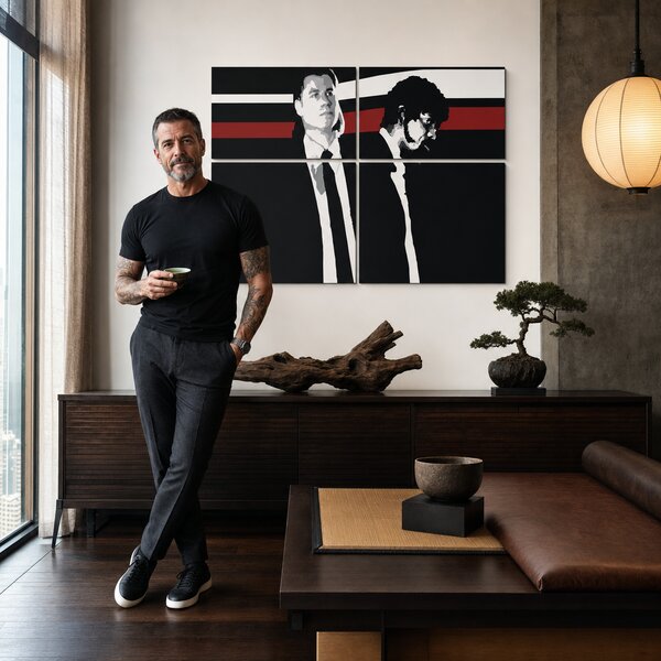 Ručně malovaný obraz POP Art Pulp Fiction 4 kusy pulpu - 120x60 cm