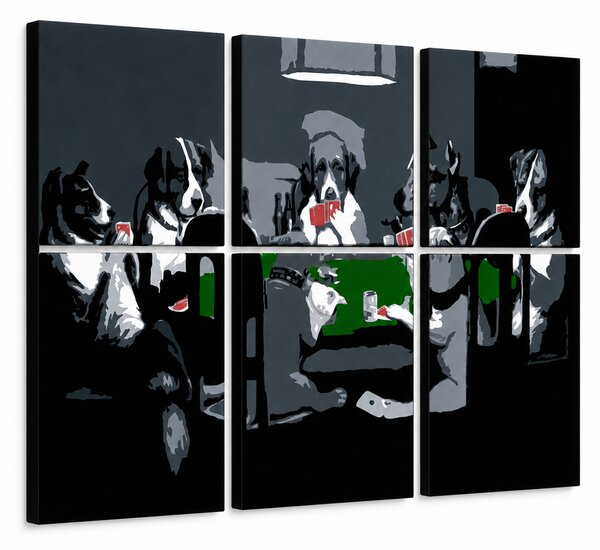 Ručně malovaný obraz POP Art PSI 6dílný pes - 90x60 cm