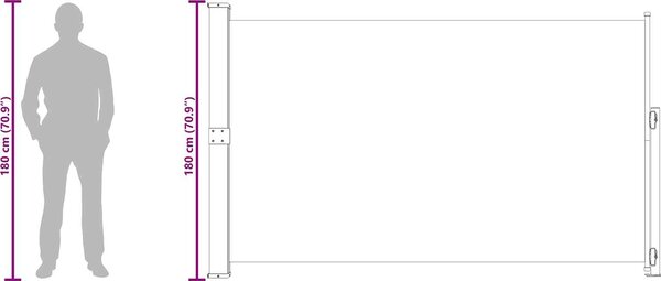 VidaXL Výsuvná boční markýza Obdélníkový Polyester [313404] Barva: krémová, Velikost: 200 x 600 cm