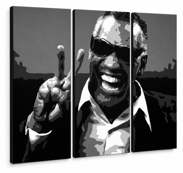 Ručně malovaný obraz POP Art Ray Charles 3 dílná RC - 60x40 cm
