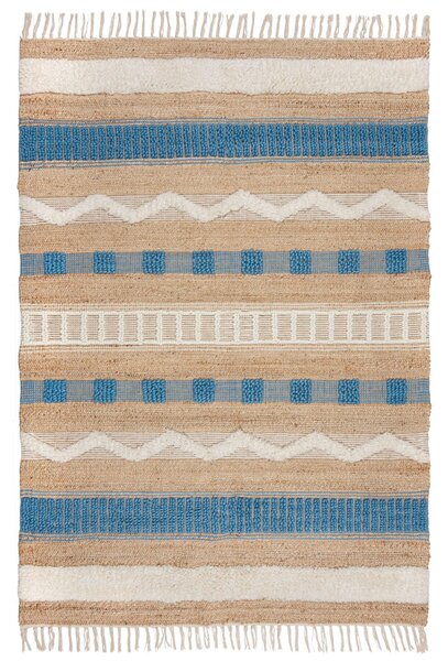 VŠÍVANÝ KOBEREC, 120/170 cm, modrá, přírodní barvy Flair Rugs - Online Only koberce & rohožky, Online Only