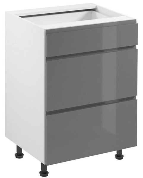 ASPEN gr | dolní skříňka D60S3 se zásuvkami | 60 cm | METAL BOX | šedá lesk