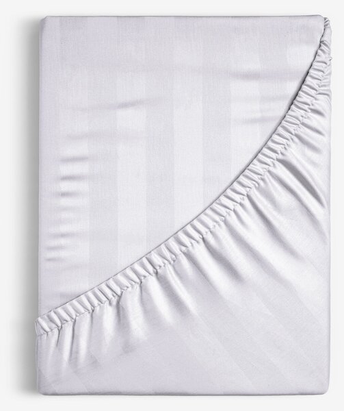 Goldea damaškové napínací prostěradlo - světle šedé proužky se saténovým leskem 80 x 160 cm