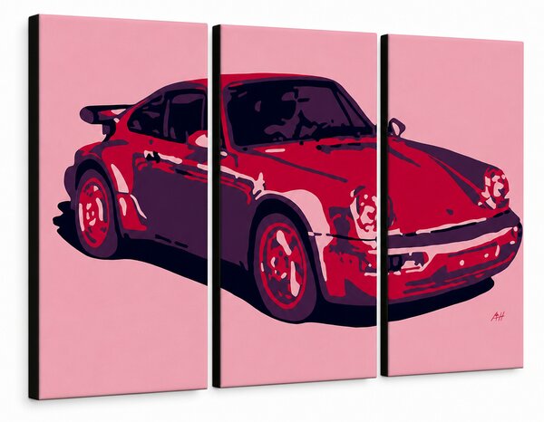 Ručně malovaný obraz POP Art s motivem PORSCHE 911, 3 díly, por3 - 60x40 cm