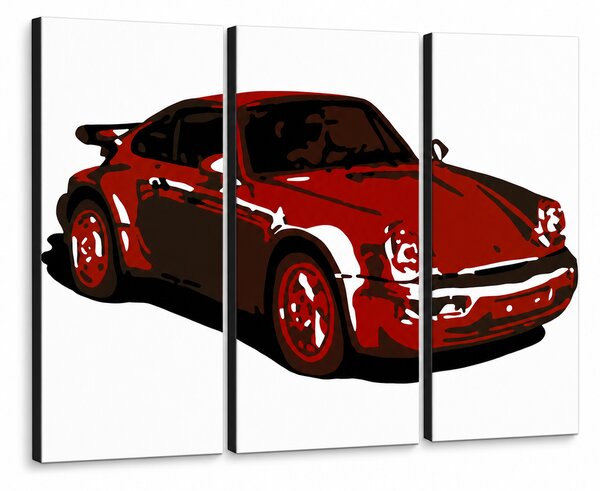 Ručně malovaný obraz POP Art s motivem PORSCHE 911, 3 díly, por2 - 60x40 cm