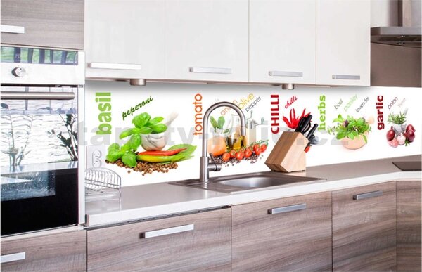 Samolepící tapety za kuchyňskou linku, rozměr 260 cm x 60 cm, koření, DIMEX KI-260-003