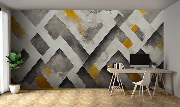 Fototapeta Šedě a žlutě natřená stěna, Designové fototapety na zeď, Populární fototapety, u75800 - Tapeko.co.cz