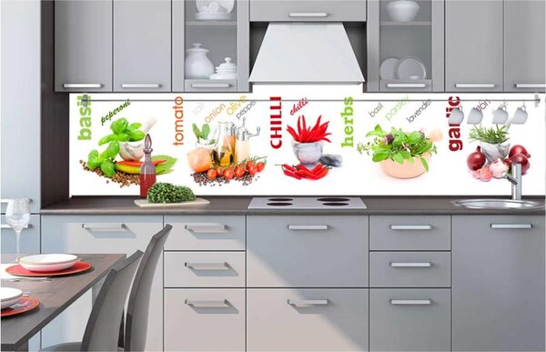 Samolepící tapety za kuchyňskou linku, rozměr 260 cm x 60 cm, koření, DIMEX KI-260-003