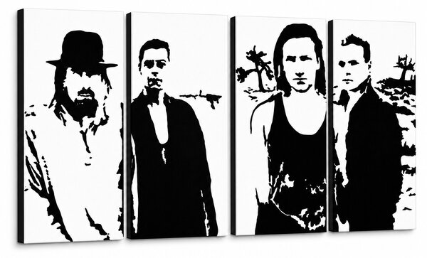 Ručně malovaný obraz POP Art U2 v černé barvě 4 kusů U22 - 120x60 cm