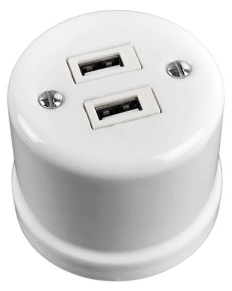 Elhard Nástěnná keramická 2x USB zásuvka, bílá KN2032W