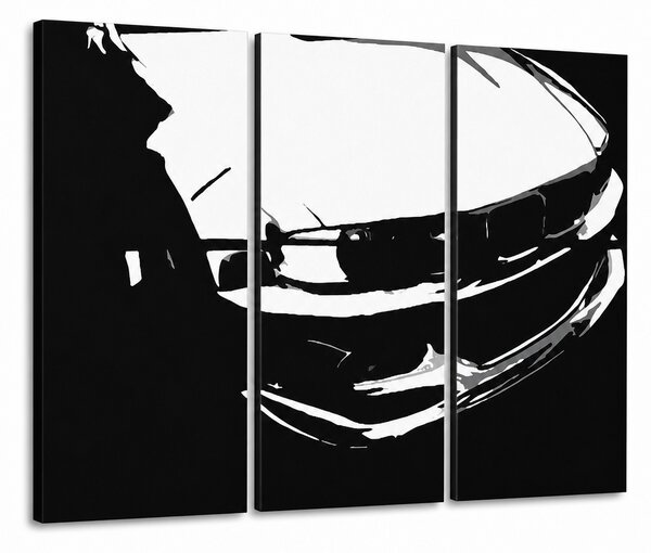 Ručně malovaný obraz BMW M3 ve stylu POP Art, 3dílné bmw - 90x60 cm