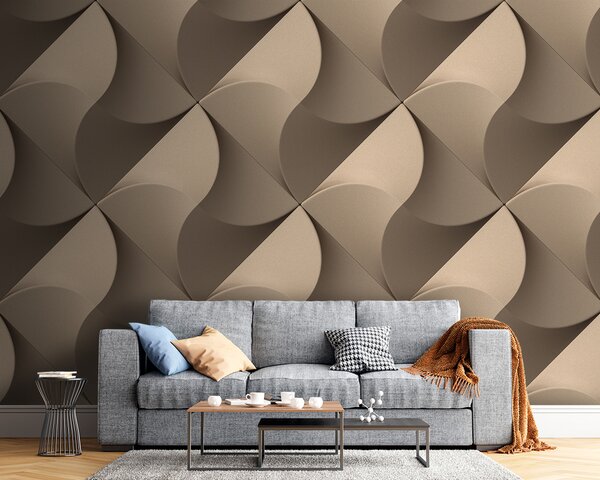 Fototapeta Stěna se vzorem kruhů a čtverců, Geometrické 3D fototapety, Populární fototapety, u75836 - Tapeko.co.cz