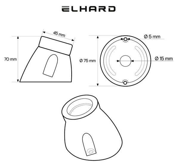 Elhard Nástěnné šikmé keramické svítidlo E27, bílé KP2003W
