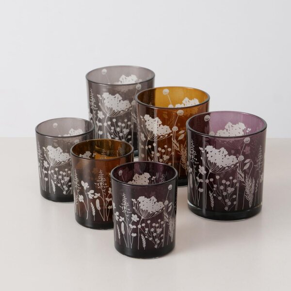 Boltze Home Collections Skleněný svícen Mathilda malý hnědý