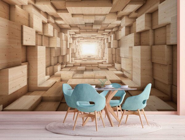 Fototapeta Tunel z dřevěných bloků, Designové fototapety na zeď, Populární fototapety, u77811 - Tapeko.co.cz