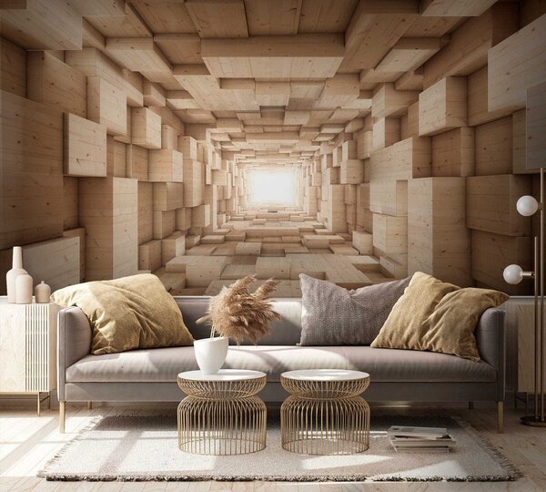 Fototapeta Tunel z dřevěných bloků, Designové fototapety na zeď, Populární fototapety, u77811 - Tapeko.co.cz