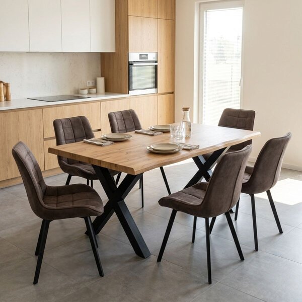 Vikio Jídelní set pro 6 osob 160x90 cm dub-hnědá VJS116-61H