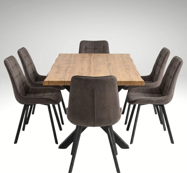 Vikio Jídelní set pro 6 osob 160x90 cm dub-hnědá VJS116-61H