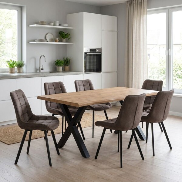 Vikio Jídelní set pro 6 osob 160x90 cm dub-hnědá VJS116-61H