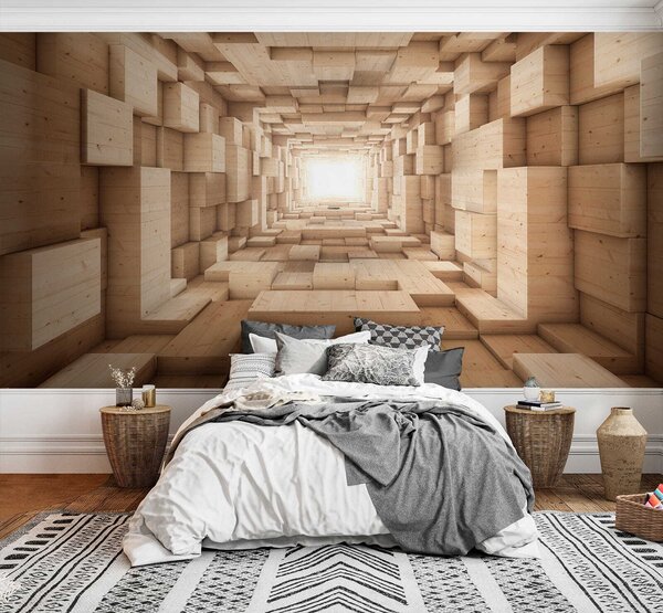Fototapeta Tunel z dřevěných bloků, Designové fototapety na zeď, Populární fototapety, u77811 - Tapeko.co.cz
